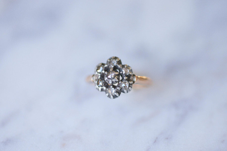 Antique gold and silver provencal ring with diamonds - Galerie Pénélope