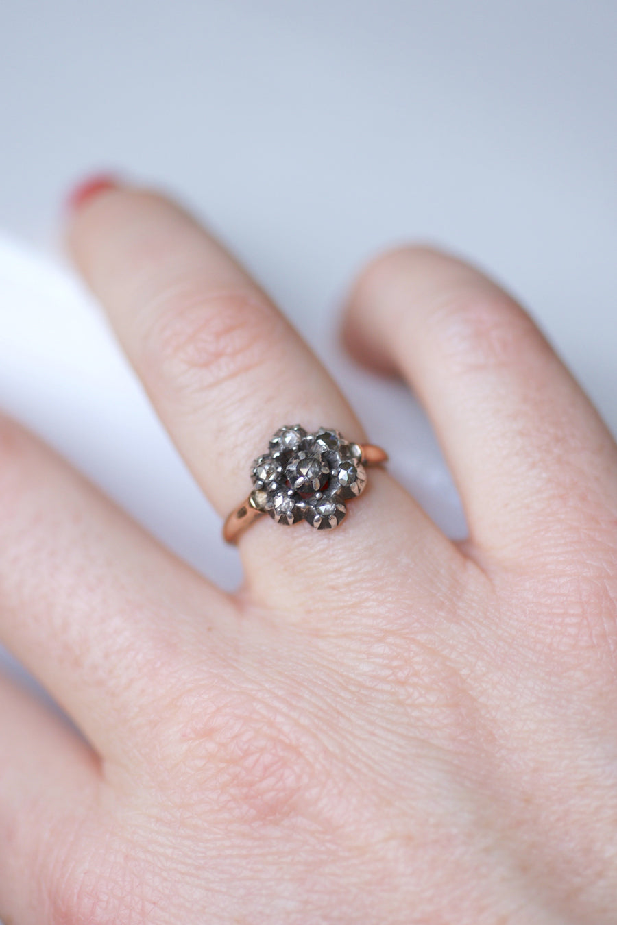 Antique gold and silver provencal ring with diamonds - Galerie Pénélope