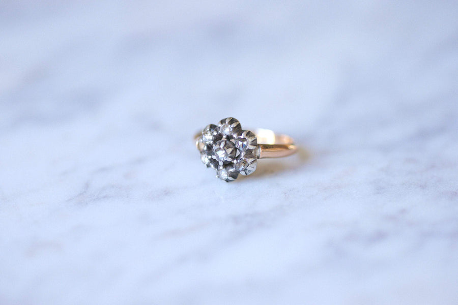Antique gold and silver provencal ring with diamonds - Galerie Pénélope