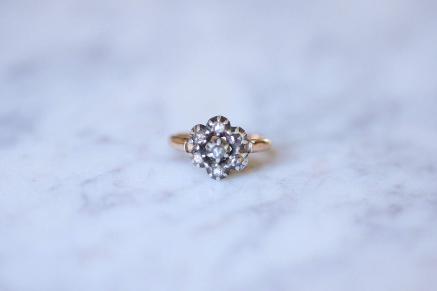 Antique gold and silver provencal ring with diamonds - Galerie Pénélope