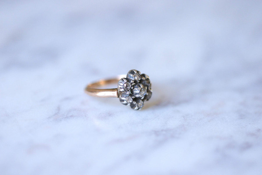 Antique gold and silver provencal ring with diamonds - Galerie Pénélope