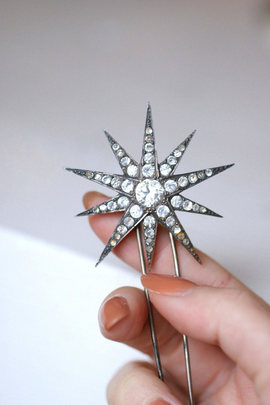 Antique silver and strass star hair jewel - Galerie Pénélope