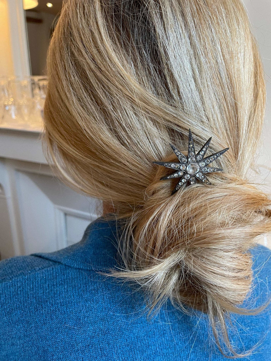 Antique silver and strass star hair jewel - Galerie Pénélope