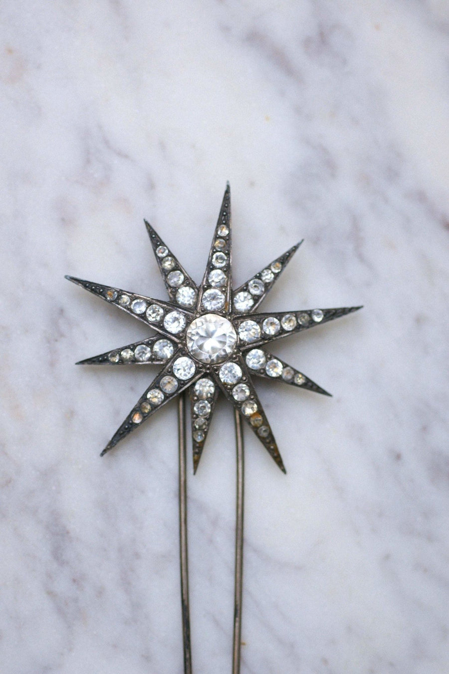 Antique silver and strass star hair jewel - Galerie Pénélope