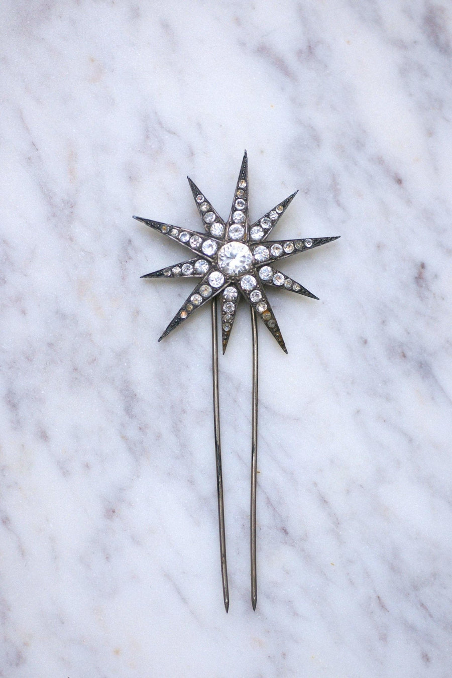 Antique silver and strass star hair jewel - Galerie Pénélope