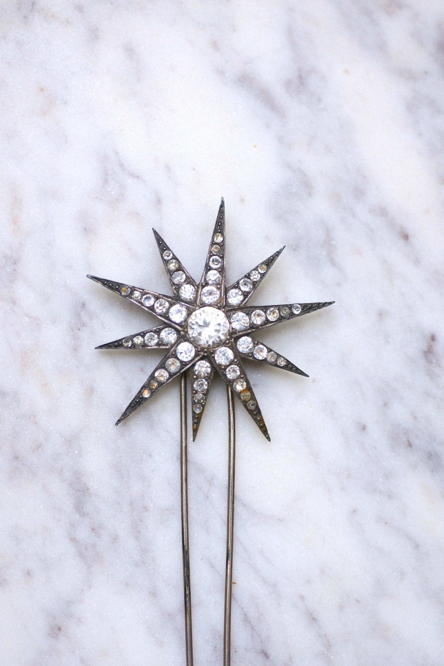 Antique silver and strass star hair jewel - Galerie Pénélope