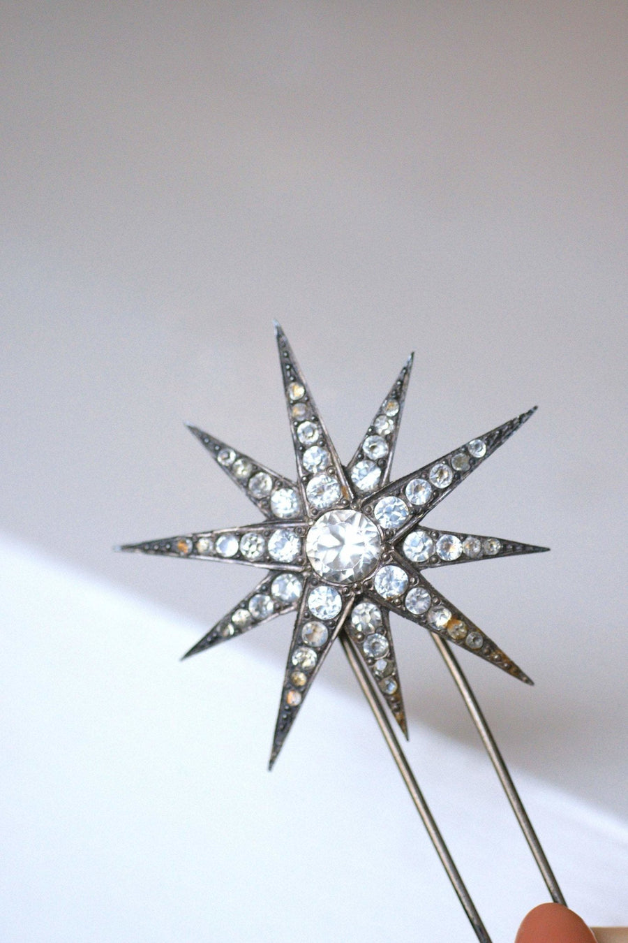 Antique silver and strass star hair jewel - Galerie Pénélope