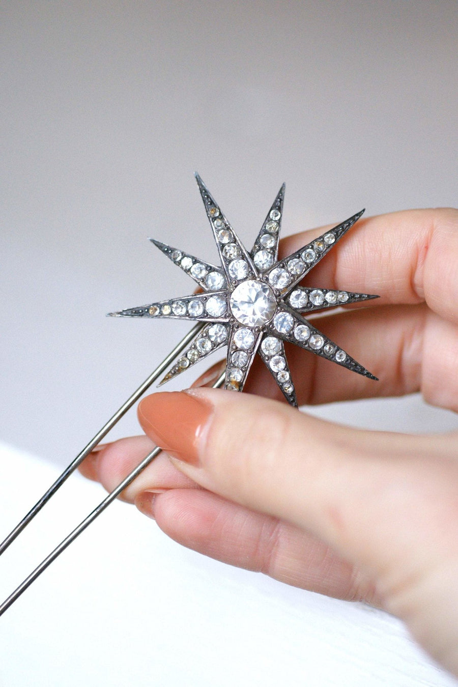 Antique silver and strass star hair jewel - Galerie Pénélope
