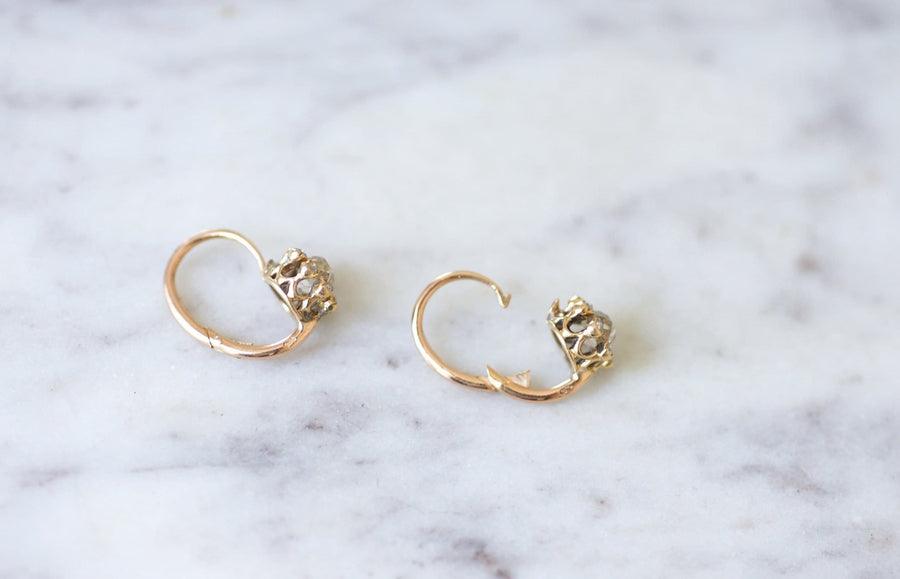 Antique diamond earrings 1.00 Ct - Galerie Pénélope