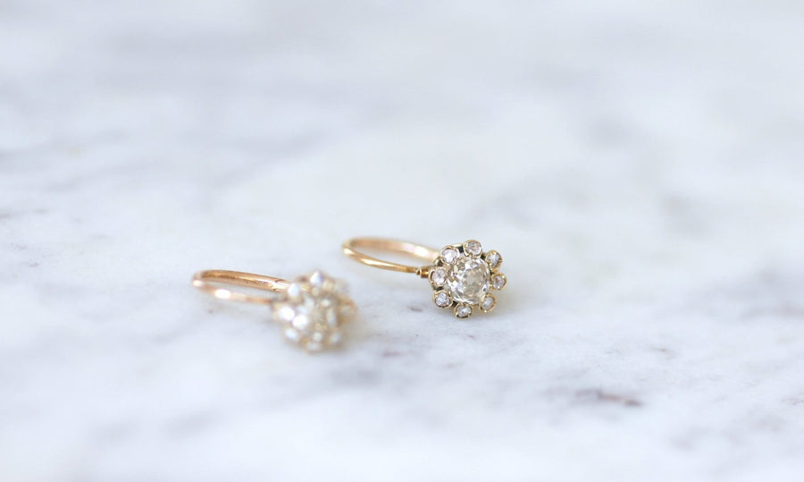 Antique diamond earrings 1.00 Ct - Galerie Pénélope