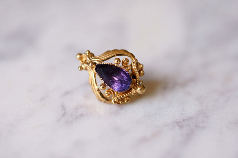 Antique gold and amethyst sleeper earrings - Galerie Pénélope