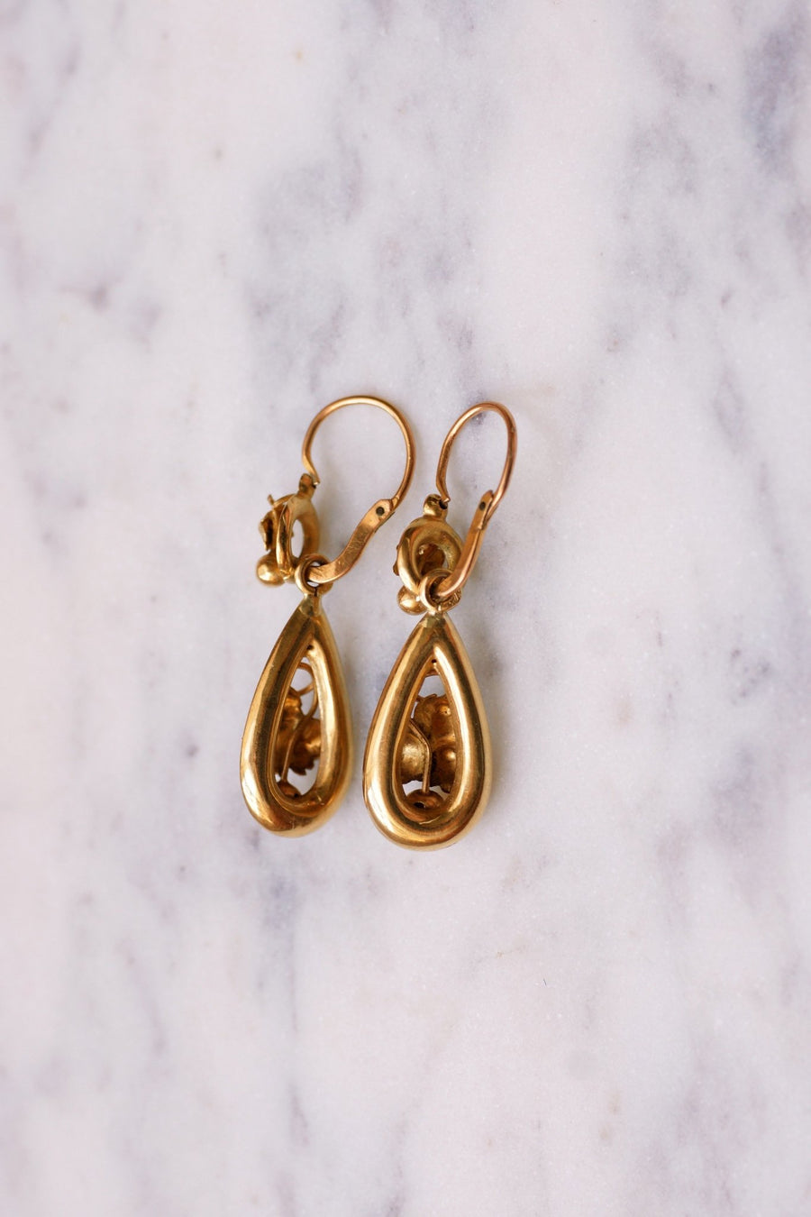Antique gold "vine leaf" earrings - Galerie Pénélope