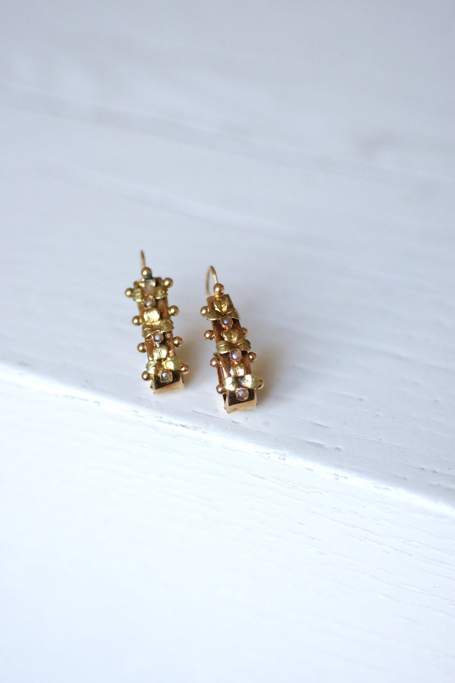 Antique gold and pearl earrings - Galerie Pénélope