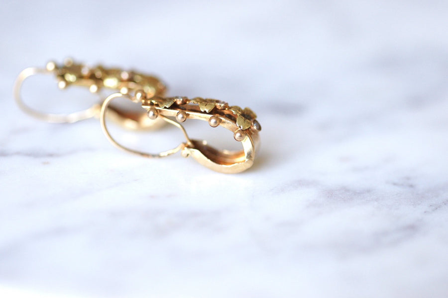 Antique gold and pearl earrings - Galerie Pénélope
