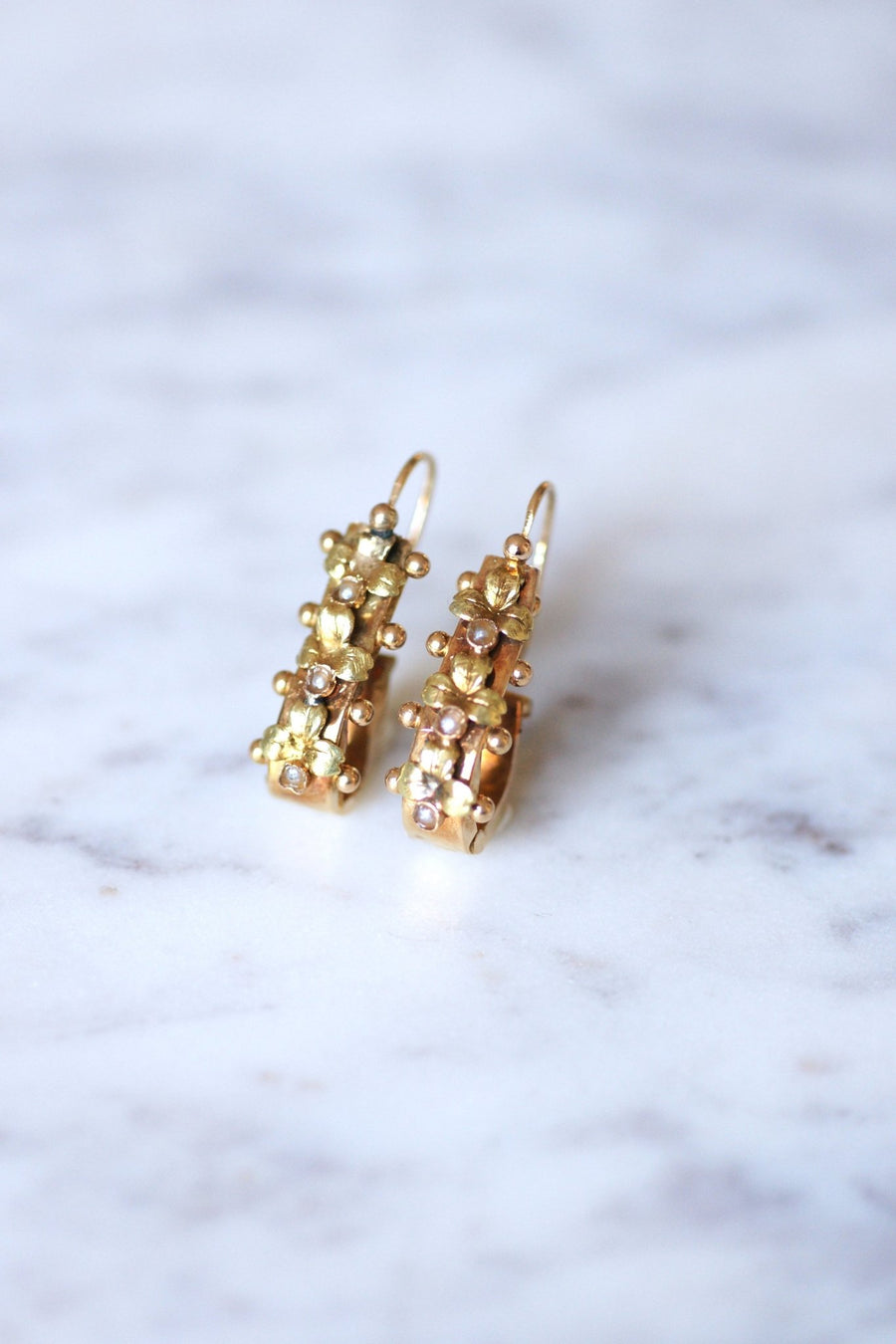 Antique gold and pearl earrings - Galerie Pénélope