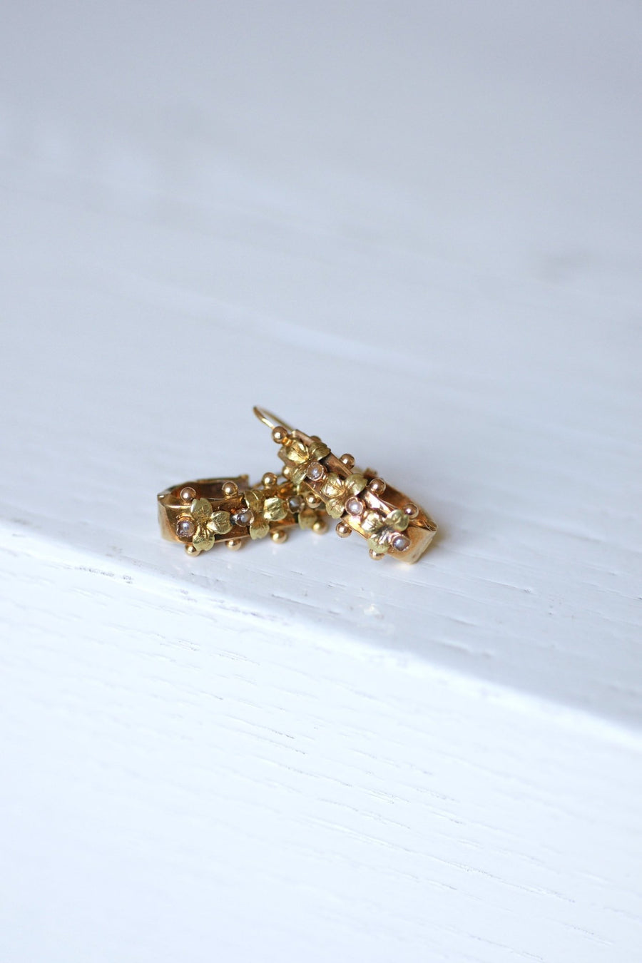 Antique gold and pearl earrings - Galerie Pénélope