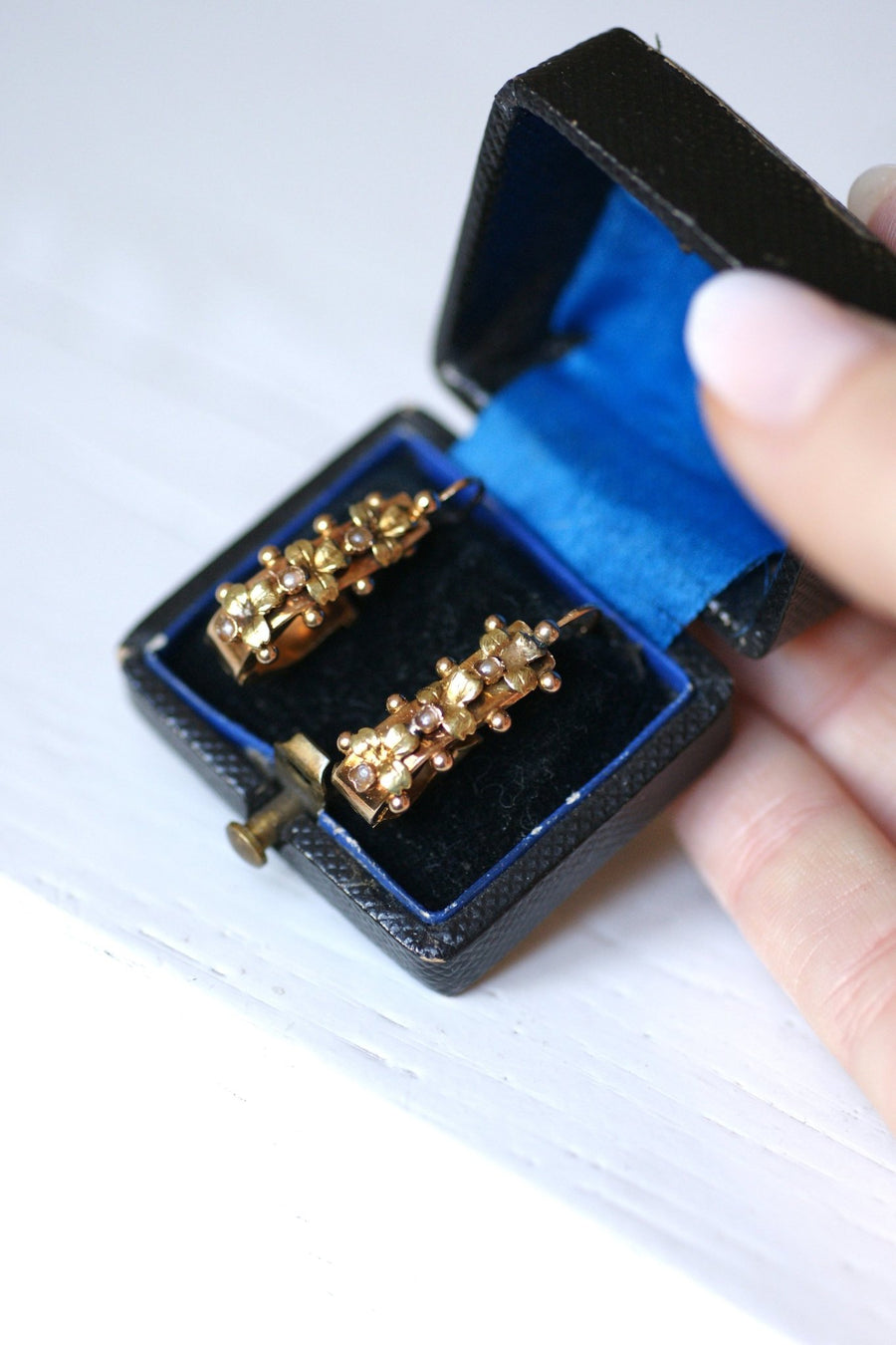 Antique gold and pearl earrings - Galerie Pénélope