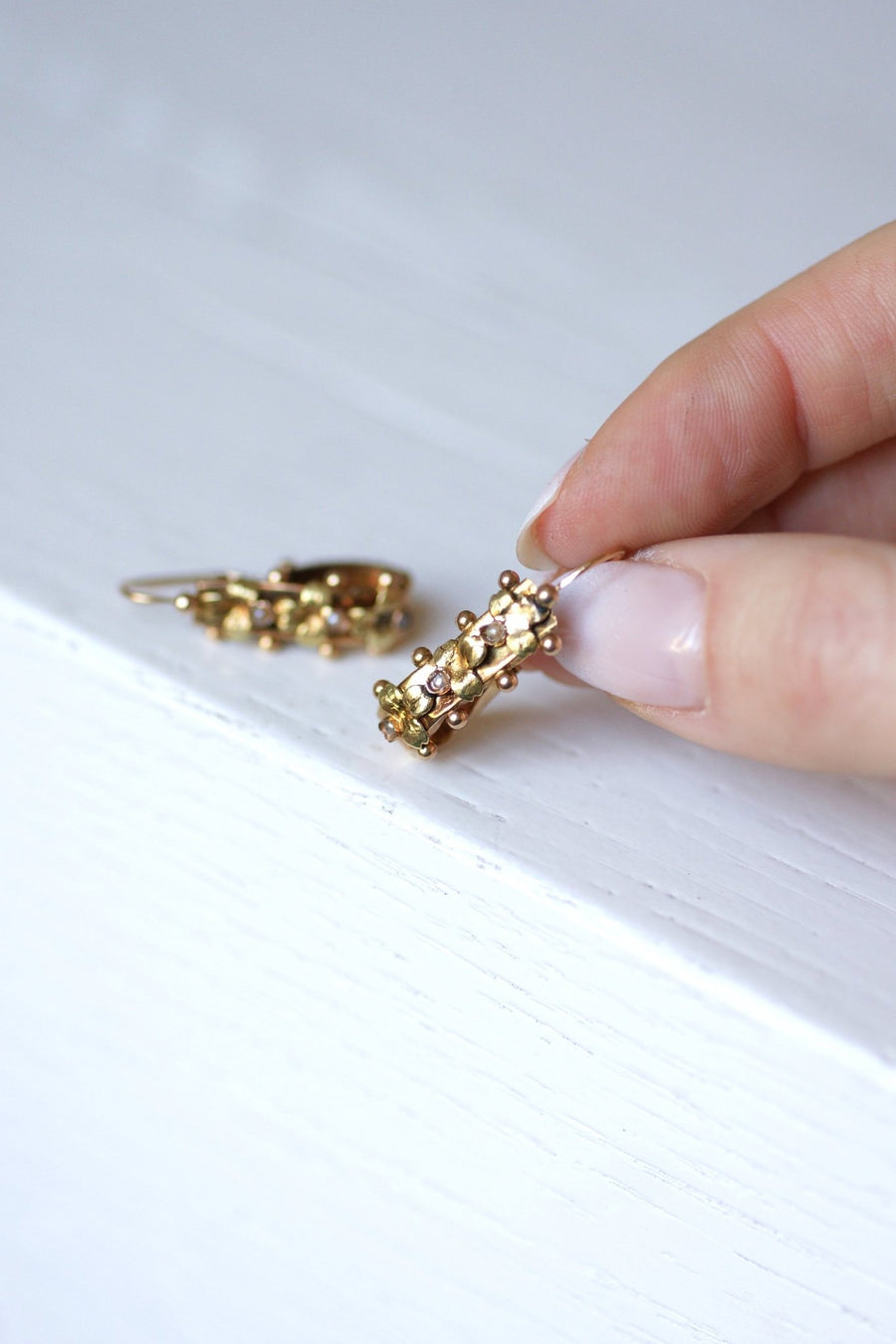 Antique gold and pearl earrings - Galerie Pénélope
