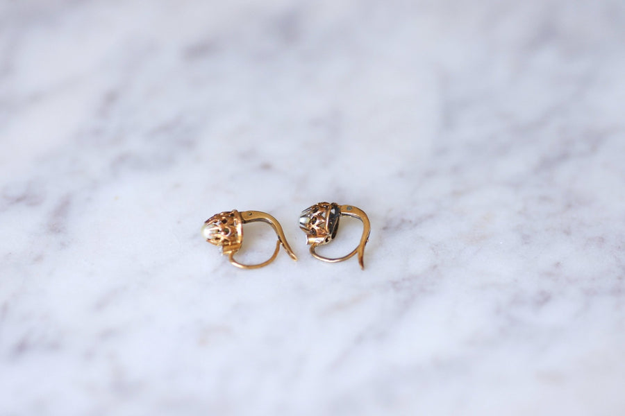 Antique gold and pearl earrings - Galerie Pénélope