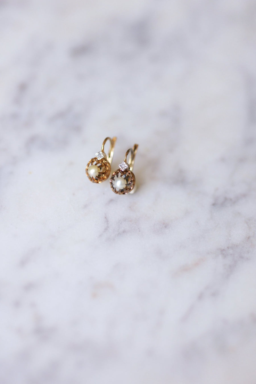 Antique gold and pearl earrings - Galerie Pénélope