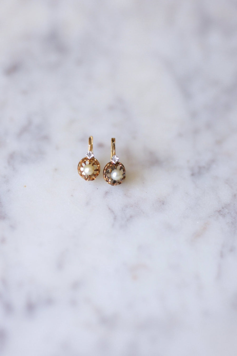 Antique gold and pearl earrings - Galerie Pénélope