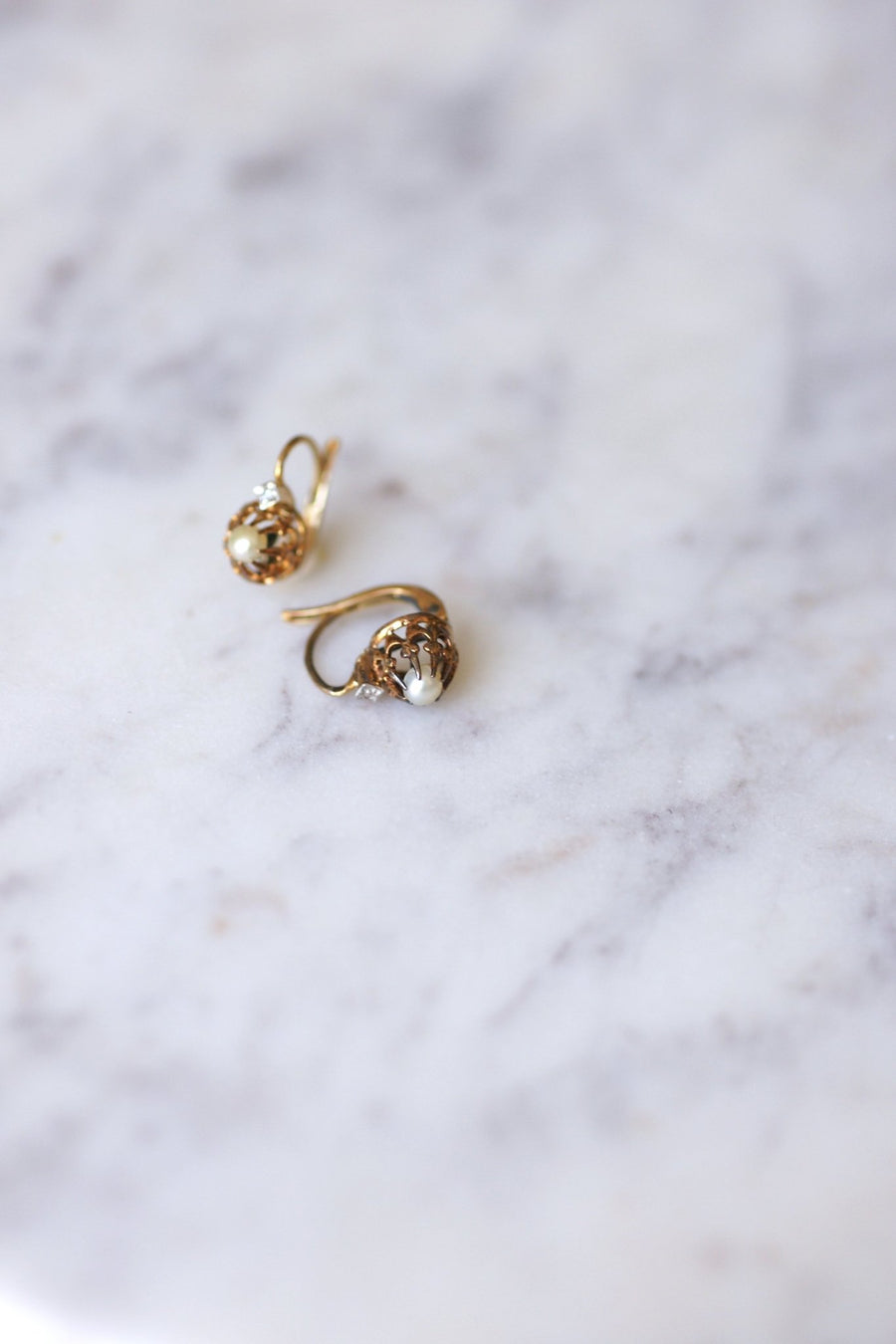 Antique gold and pearl earrings - Galerie Pénélope