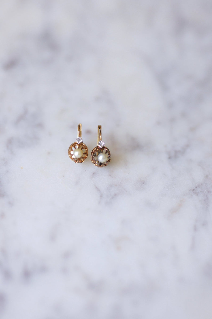 Antique gold and pearl earrings - Galerie Pénélope