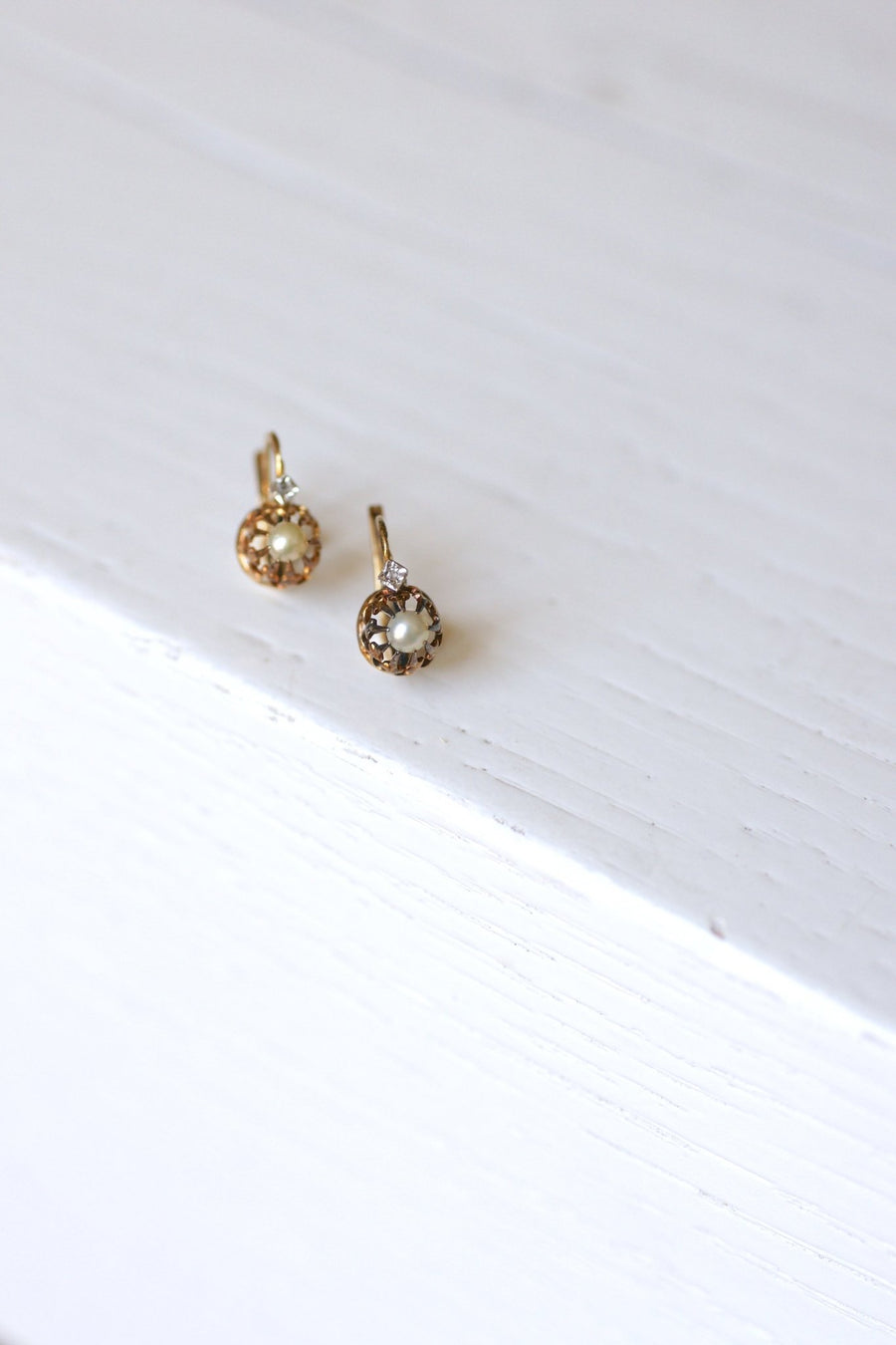 Antique gold and pearl earrings - Galerie Pénélope