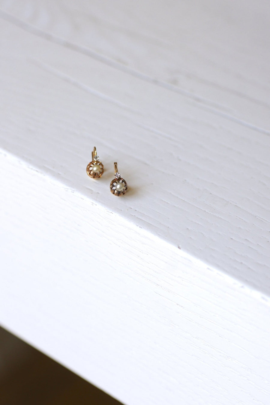 Antique gold and pearl earrings - Galerie Pénélope