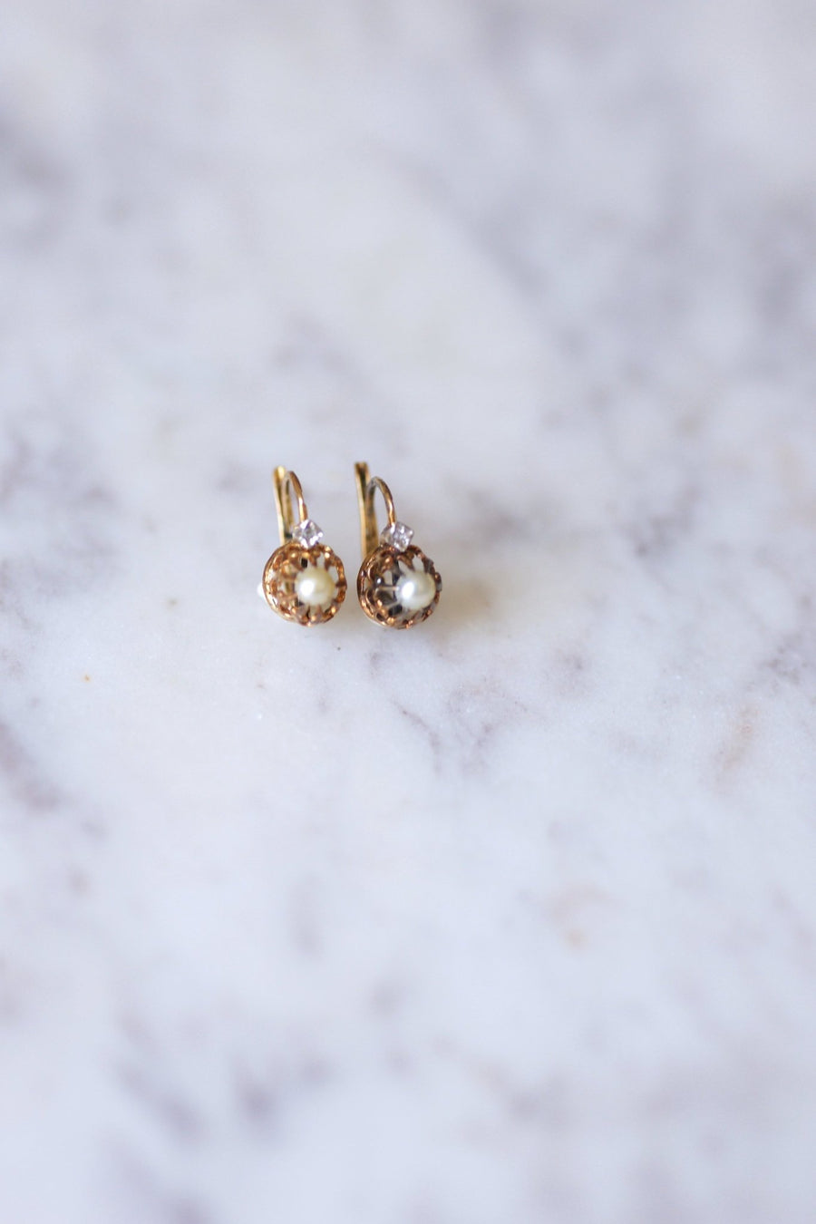 Antique gold and pearl earrings - Galerie Pénélope