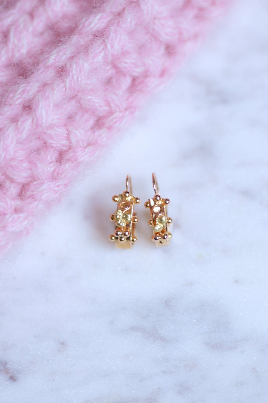 Antique pink gold fish earrings - Galerie Pénélope
