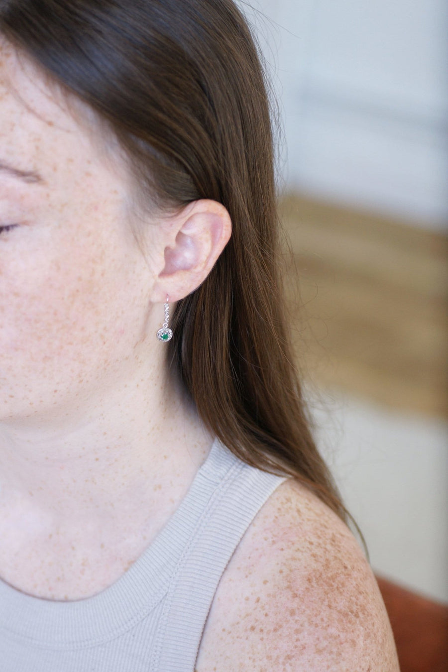 Art Deco diamond and emerald earrings - Galerie Pénélope