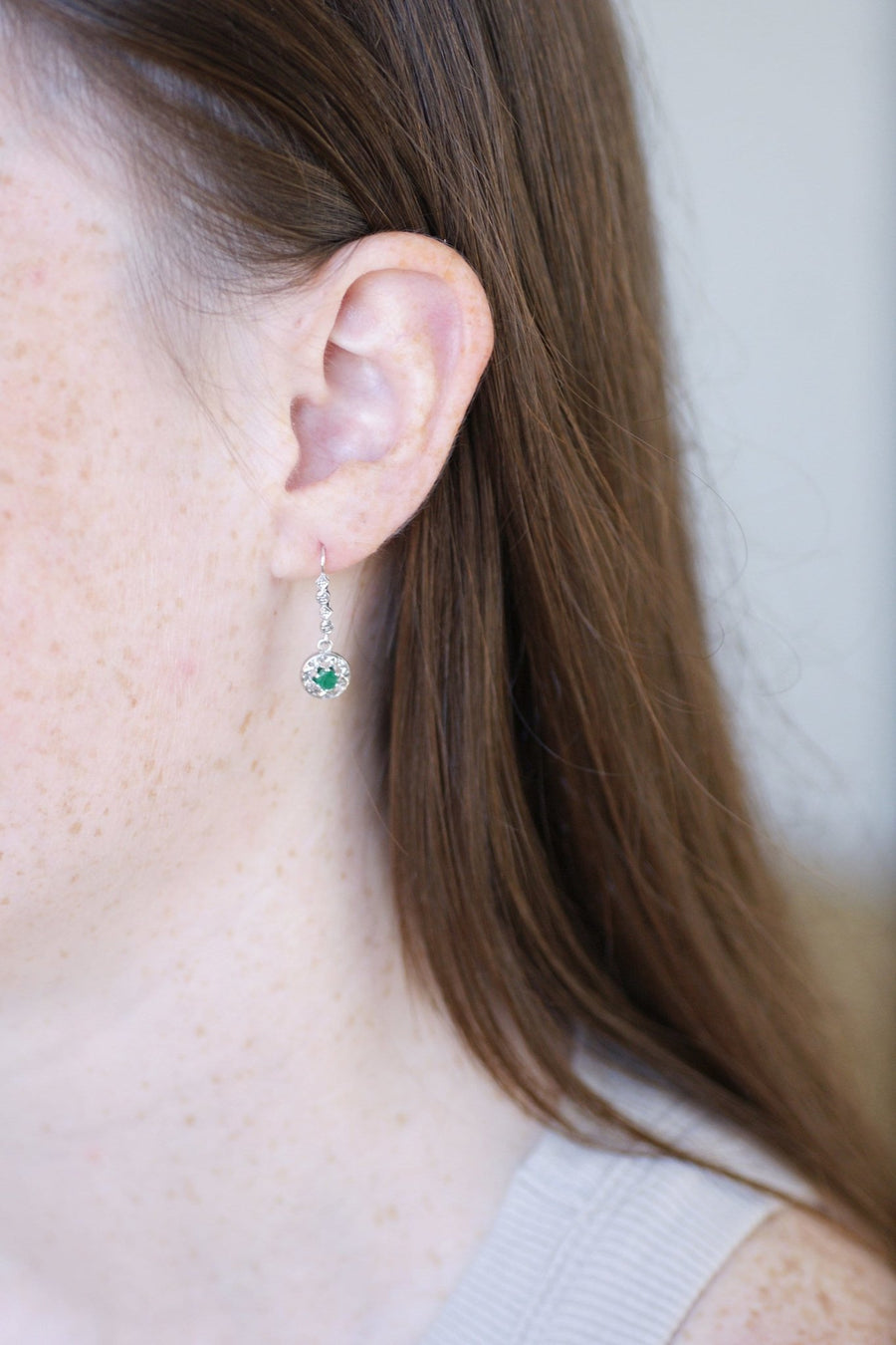 Art Deco diamond and emerald earrings - Galerie Pénélope