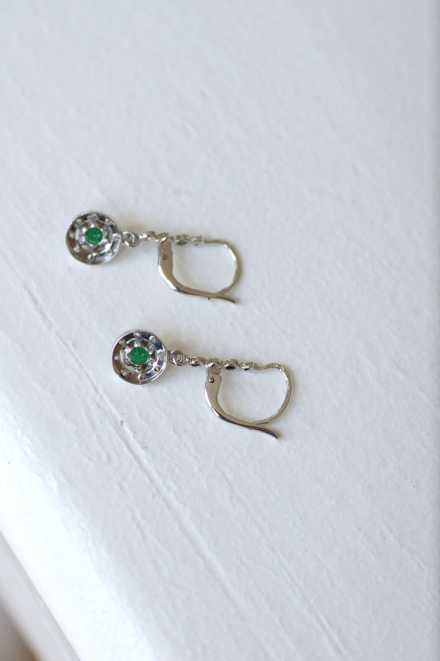 Art Deco diamond and emerald earrings - Galerie Pénélope