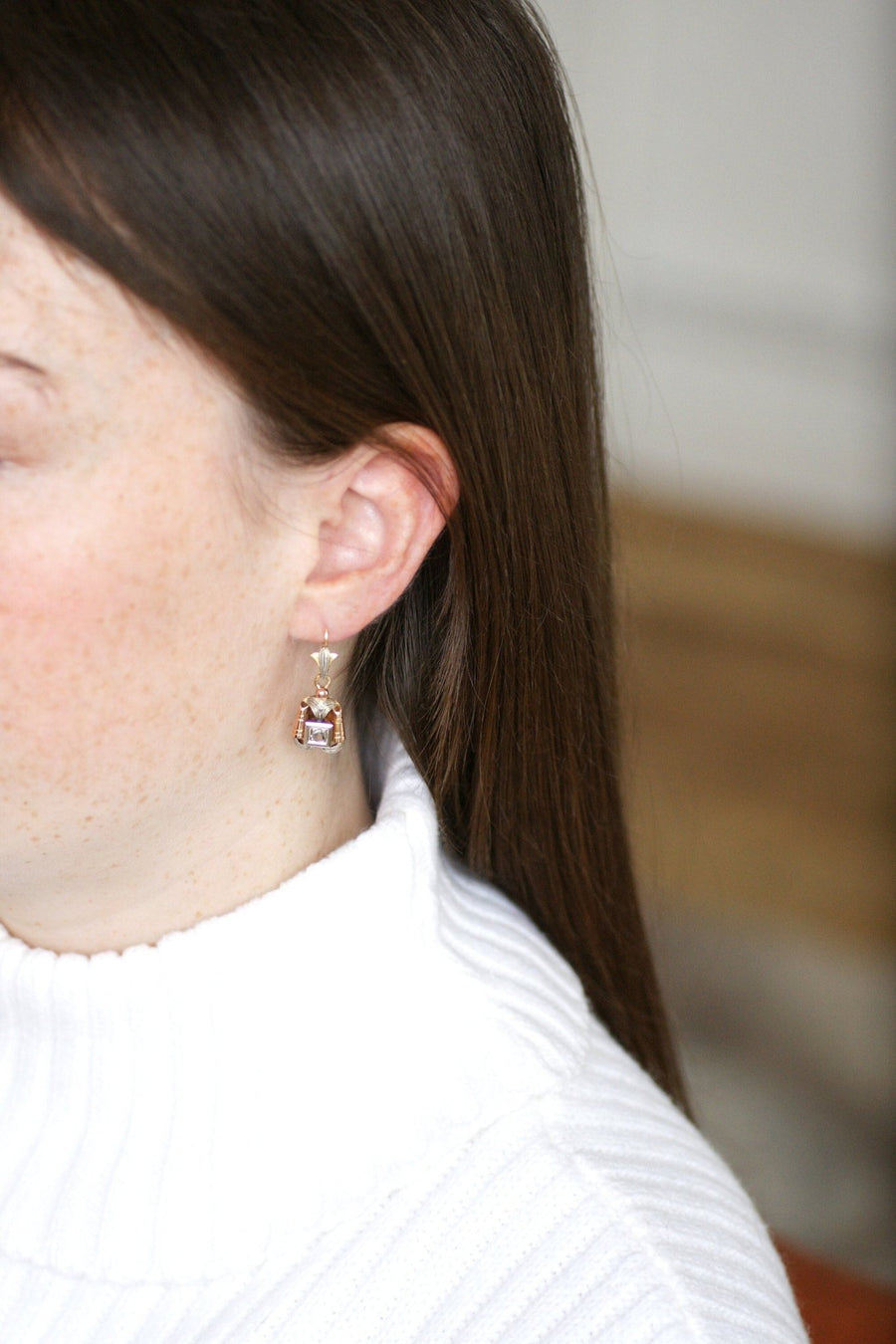 Three gold Art Deco diamond earrings - Galerie Pénélope