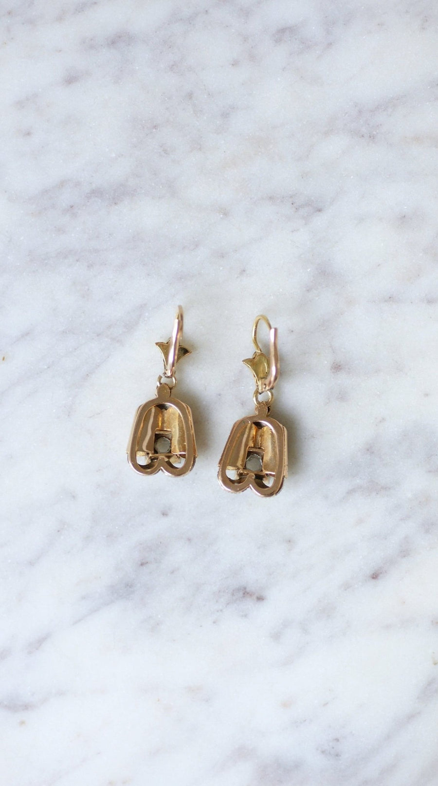 Three gold Art Deco diamond earrings - Galerie Pénélope