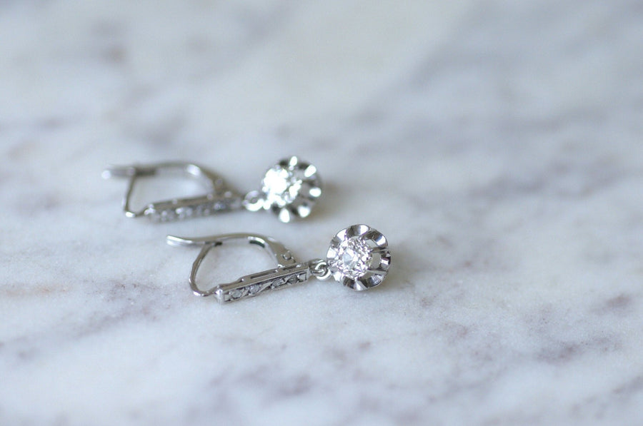 Art Deco white gold and diamond earrings - Penelope Gallery
