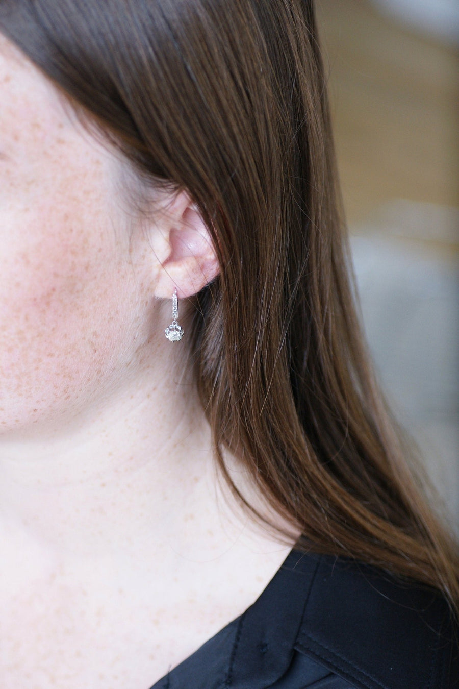 Art Deco white gold and diamond earrings - Penelope Gallery