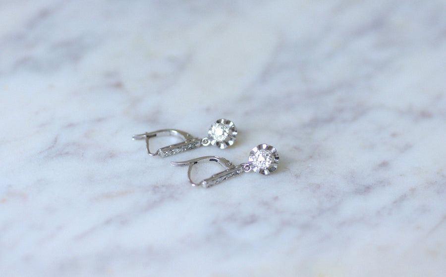 Art Deco white gold and diamond earrings - Penelope Gallery