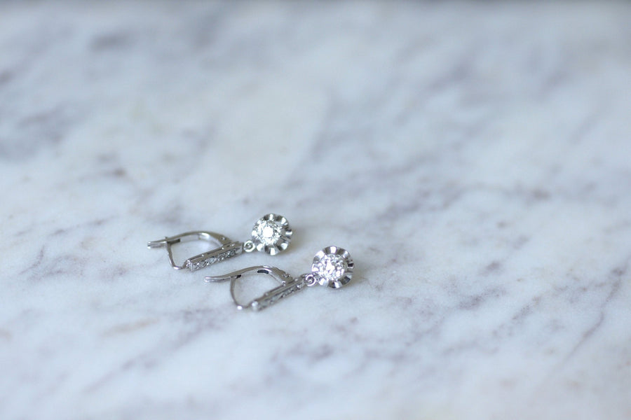 Art Deco white gold and diamond earrings - Penelope Gallery