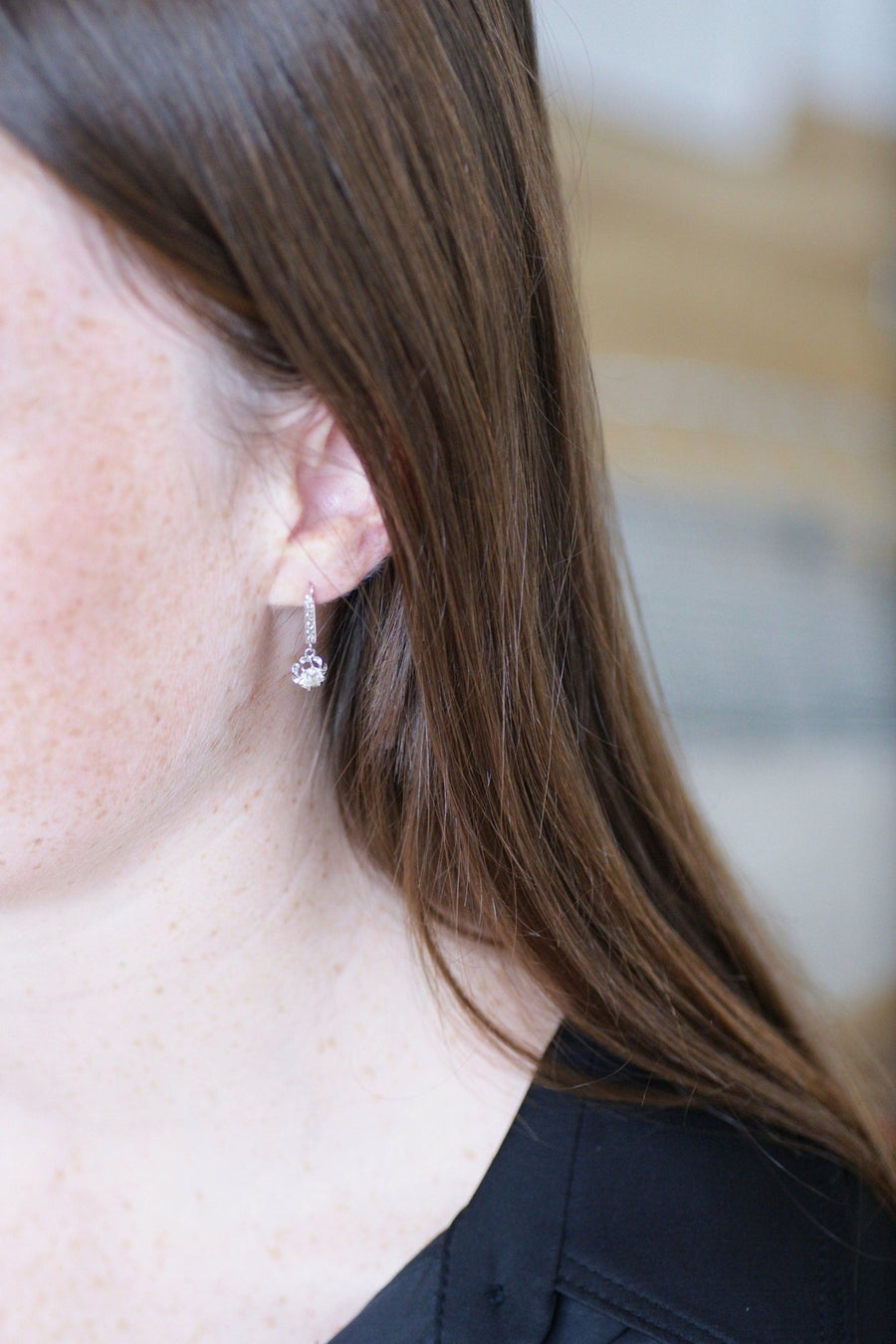 Art Deco white gold and diamond earrings - Penelope Gallery