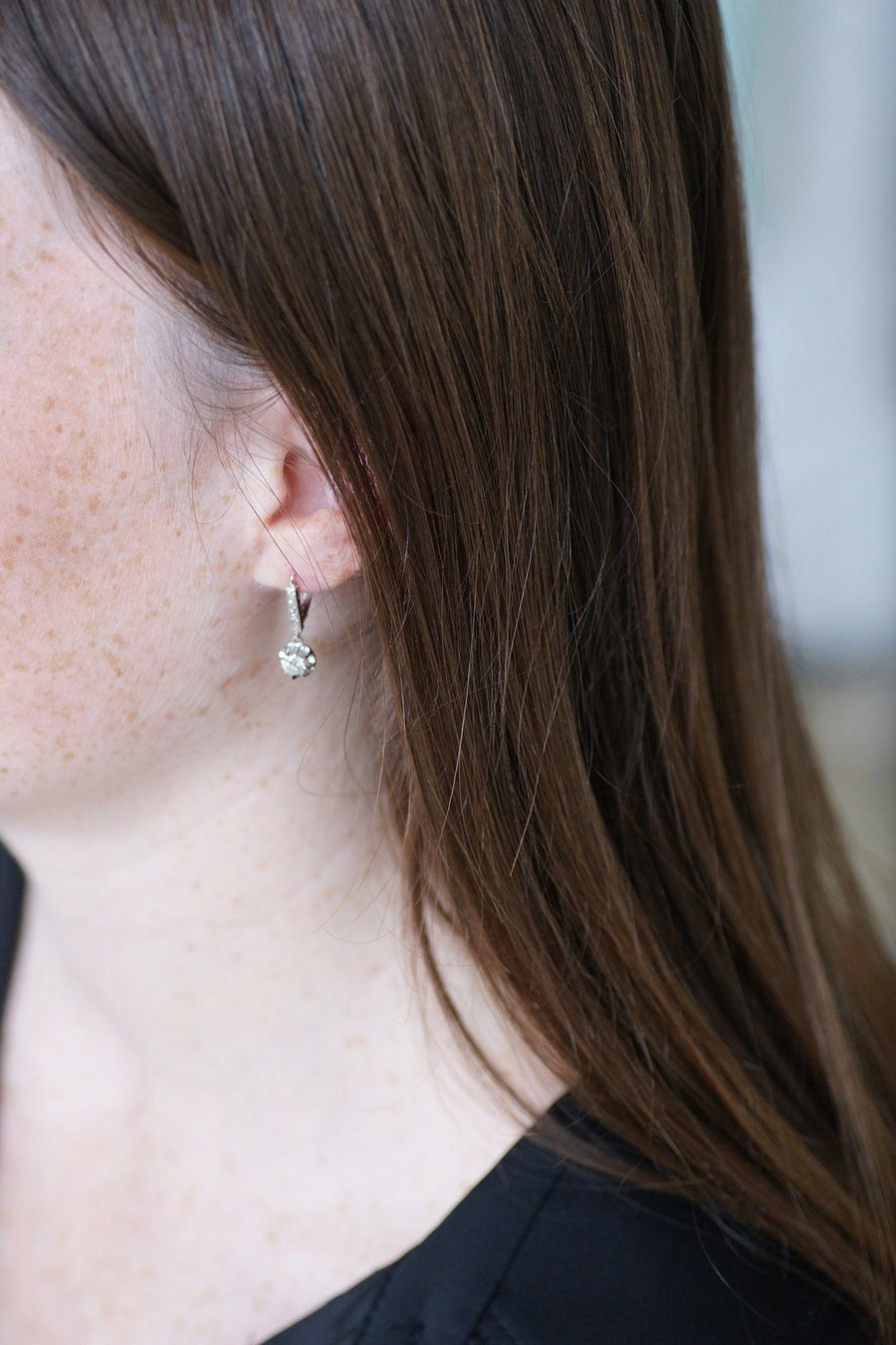 Art Deco white gold and diamond earrings - Penelope Gallery