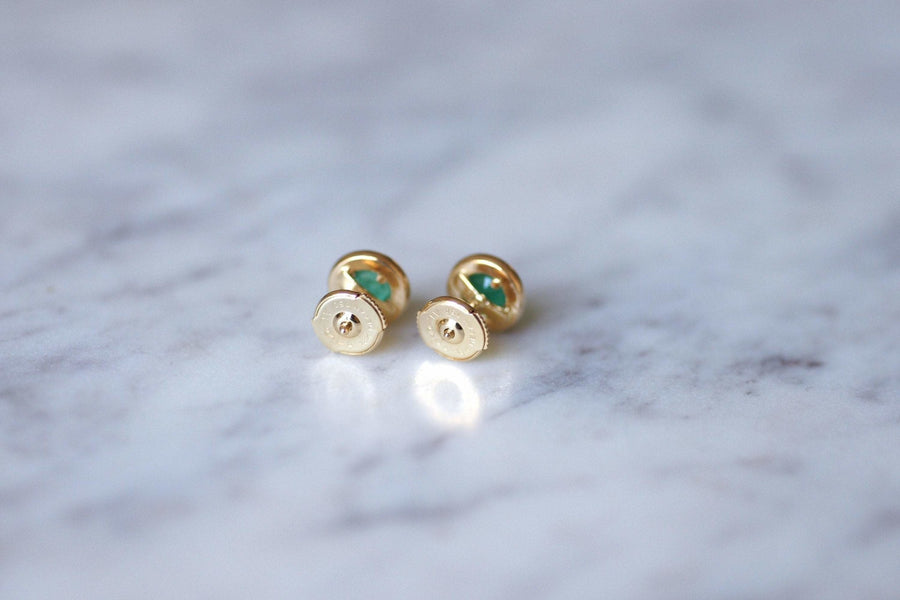 Earrings, studs, gold and emeralds - Galerie Pénélope