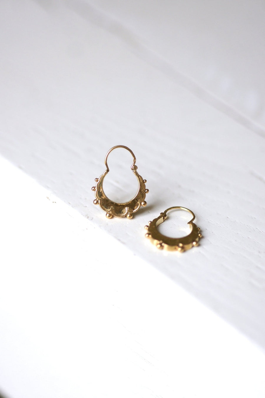 Antique gold creole earrings - Penelope Gallery