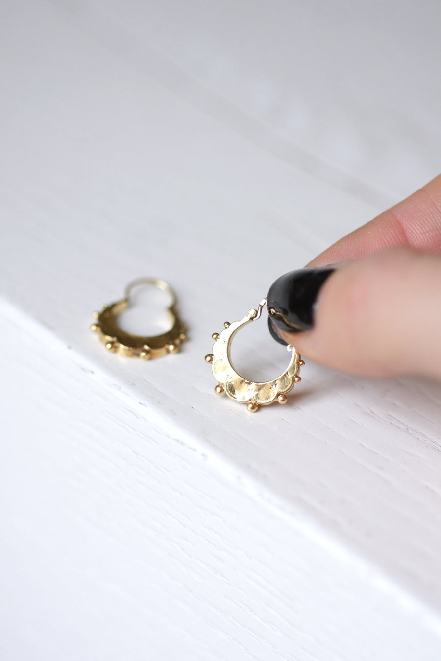 Antique gold creole earrings - Penelope Gallery