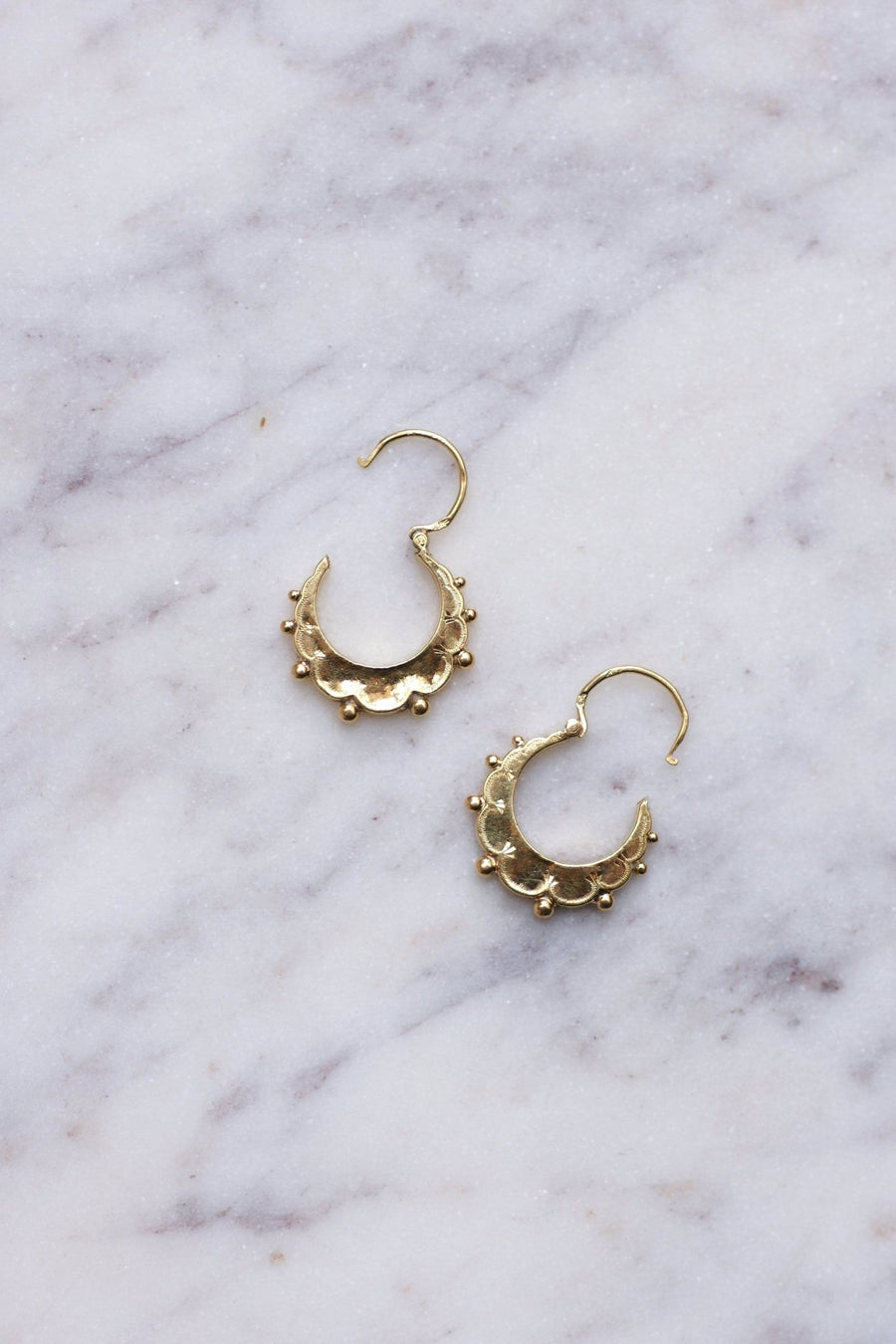 Antique gold creole earrings - Penelope Gallery