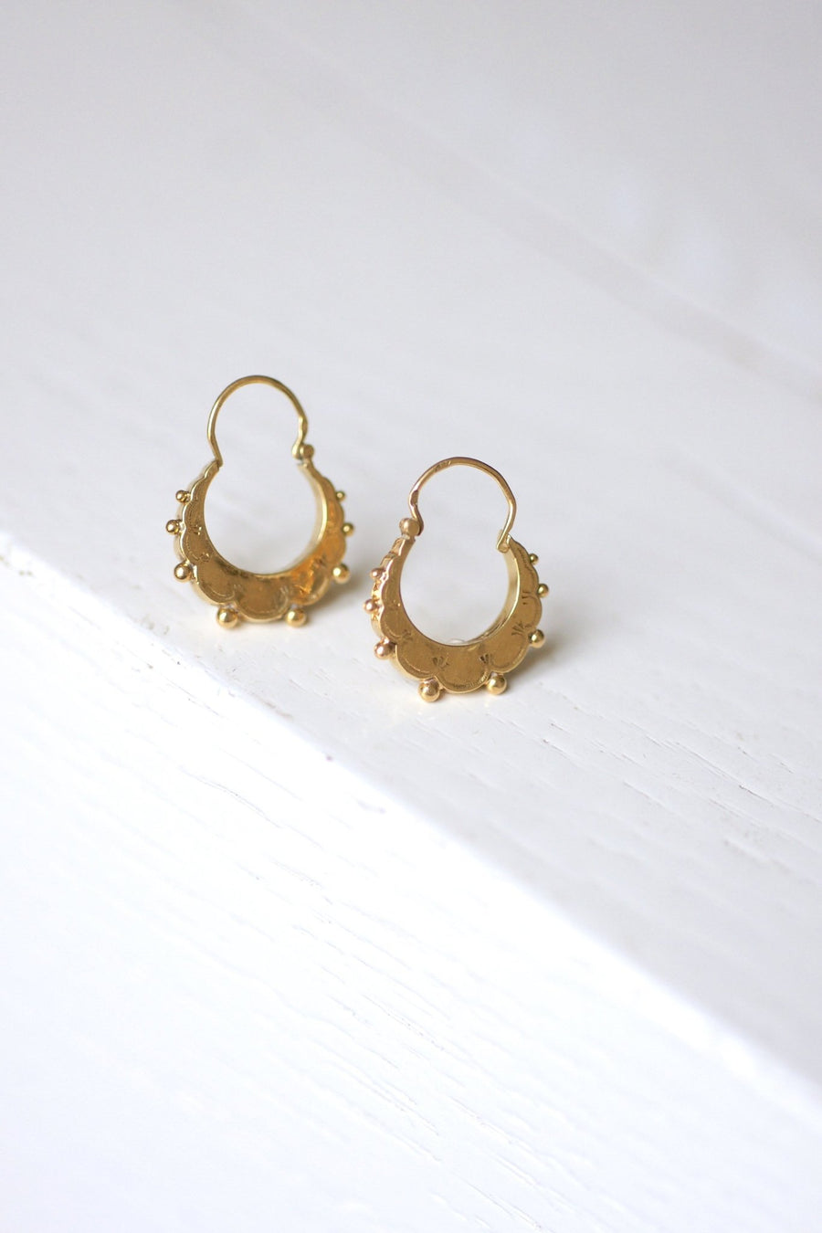 Antique gold creole earrings - Penelope Gallery