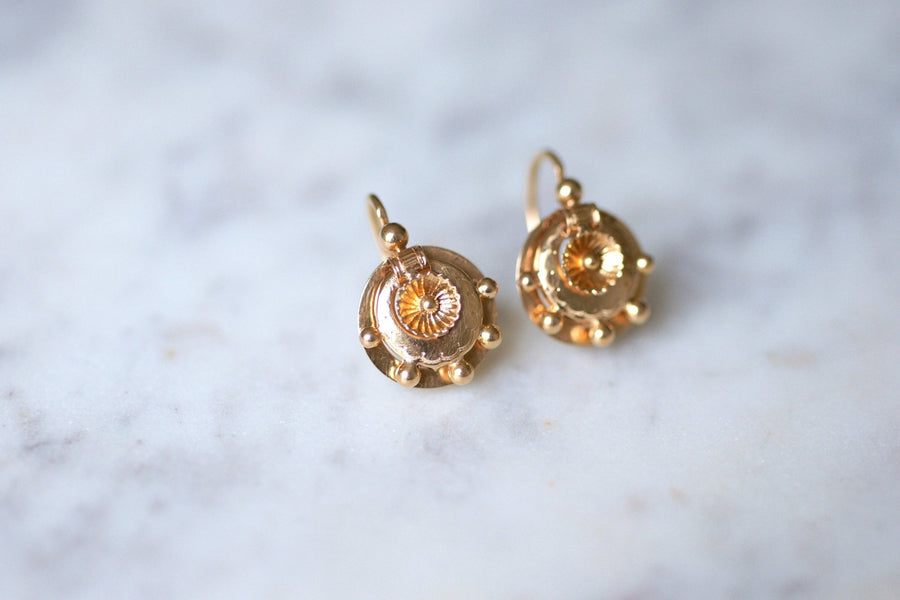 Antique corolla sleeper earrings in rose gold - Penelope Gallery