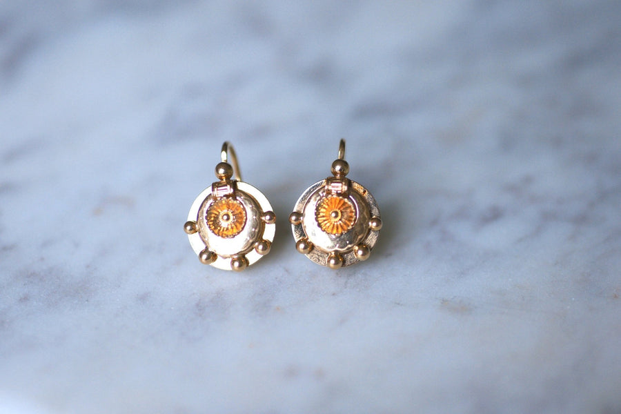 Antique corolla sleeper earrings in rose gold - Penelope Gallery