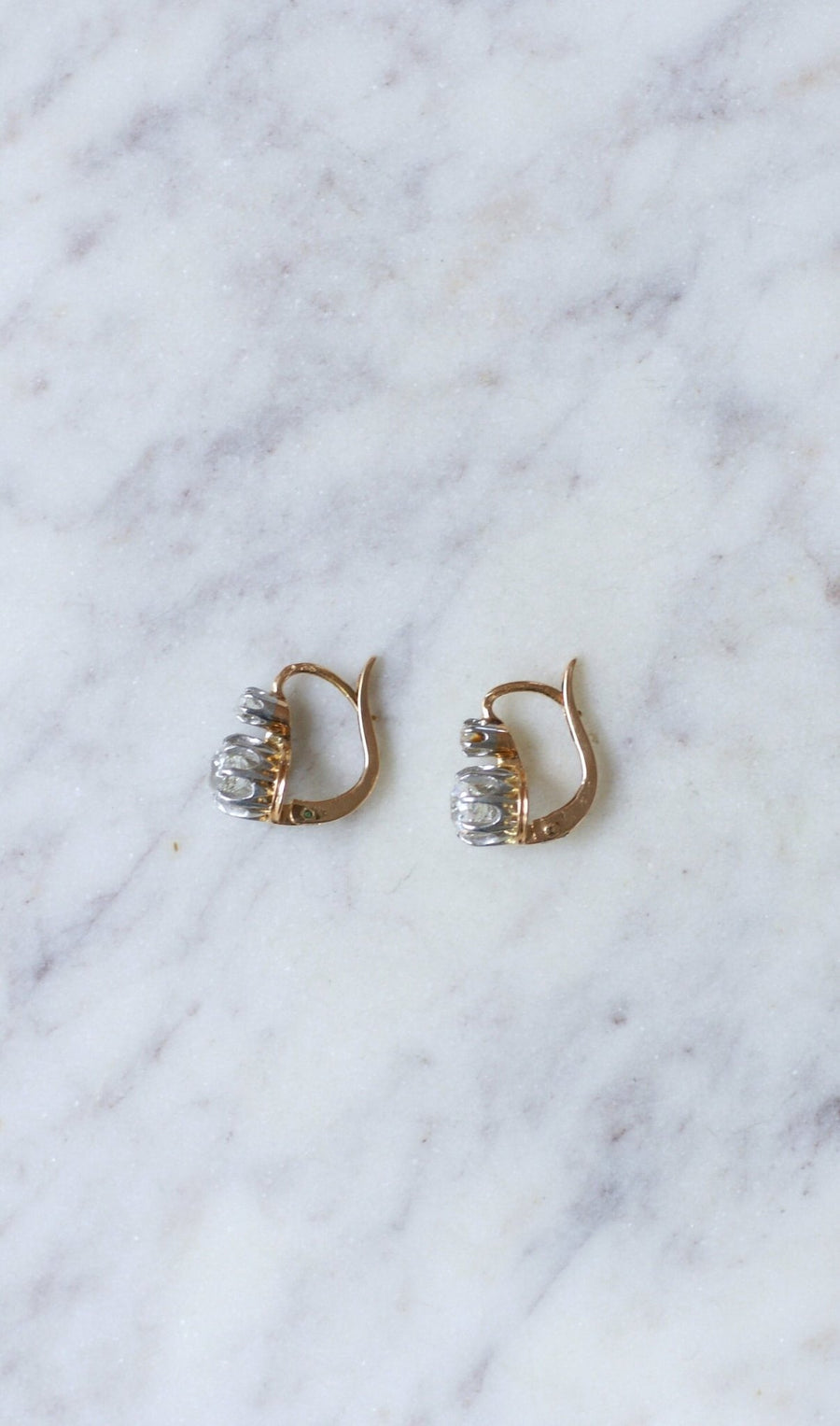 Antique diamond 1.10 ct sleeper earrings - Galerie Pénélope